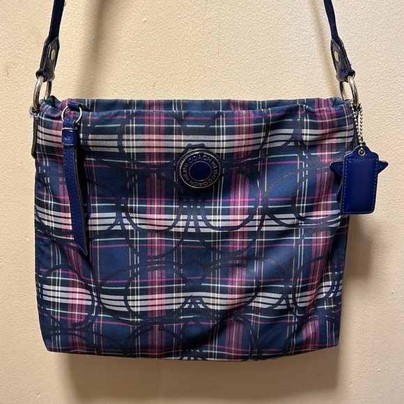 Coach Handbags - COACH 20003 Signature Navy Pink Multi Nylon Patent Leather Shoulder Bag